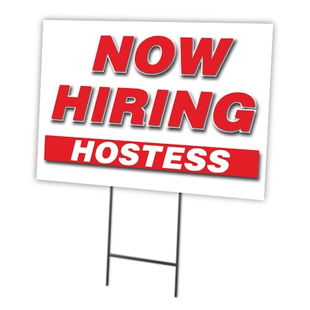 Now Hiring Hostess Yard Sign & Stake Outdoor Plastic Coroplast Window